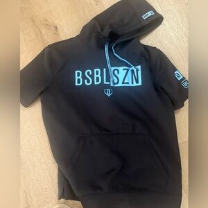 Black baseball lifestyle 101 BSBLSZN Short Sleeve Hoodie